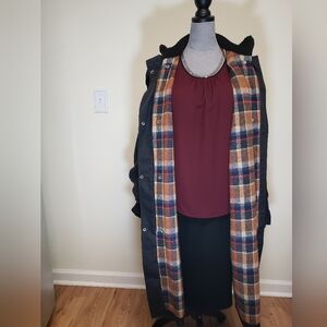 Vintage Fox Run Black Hooded Trench Coat